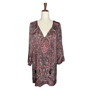 Calypso St. Barth Padouri Silk Tunic Dress | Pink & Grey Paisley | Resort Boho